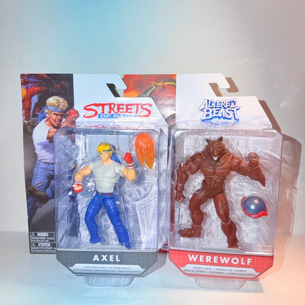 Streets of Rage Axel & Altered Beast Werewolf Action Figures - Blue / Brown